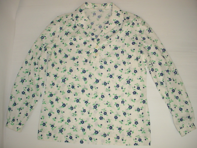 画像1: レトロ　長袖シャツ　花柄
